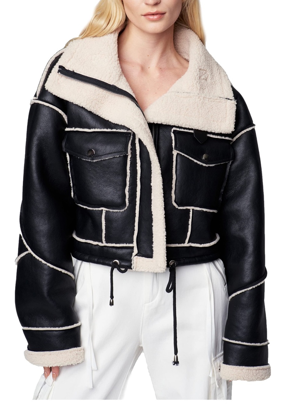 NWT BLANKNYC Sherpa Bonded Moto Jacket Flying Squad